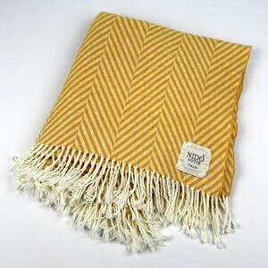 Nido Notte Italia Yellow Herringbone Throw Blanket 52x52 Cozy Lightweight